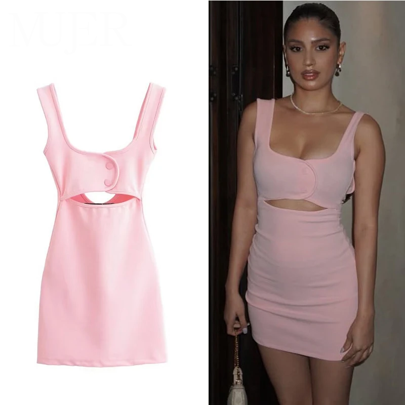 Pink Slip Mini Dress