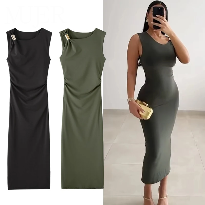 Pleated Midi Dress
