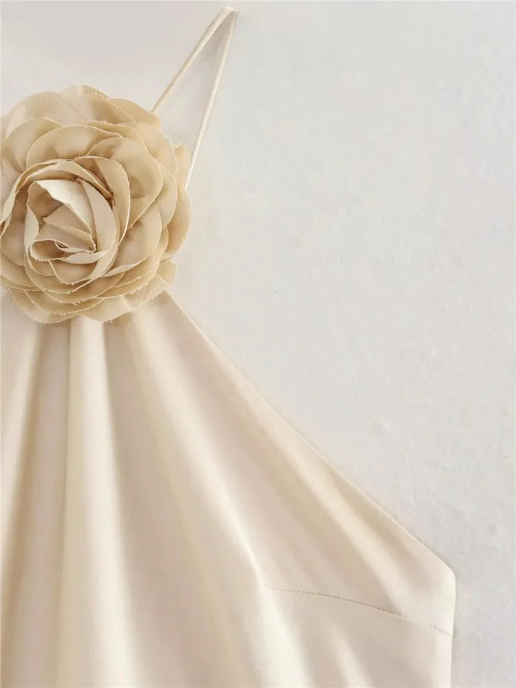 Flower Satin Long Dress