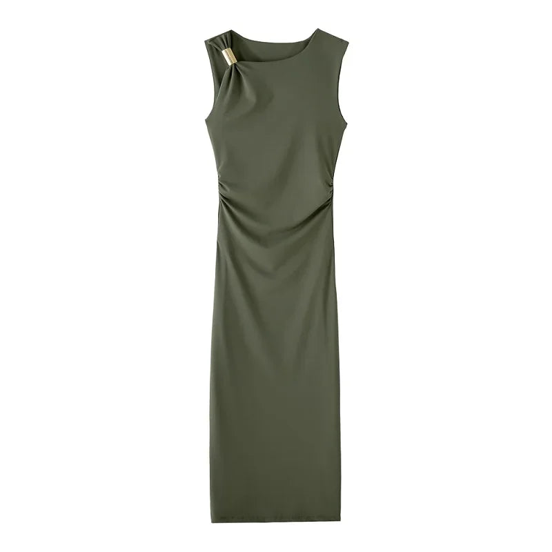Pleated Midi Dress