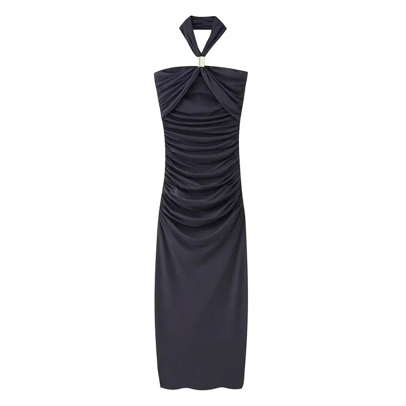 MUJER Halter Ruched Dress