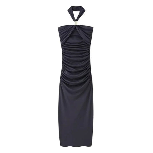 MUJER Halter Ruched Dress