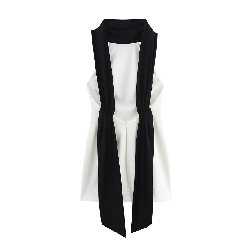 Black & White Backless Short Dress