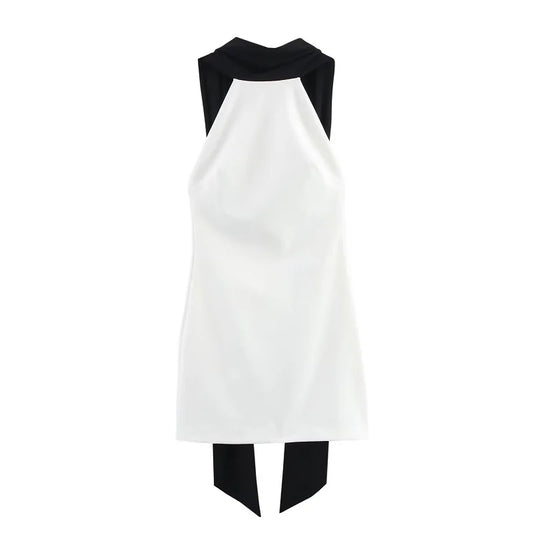 Black & White Backless Short Dress
